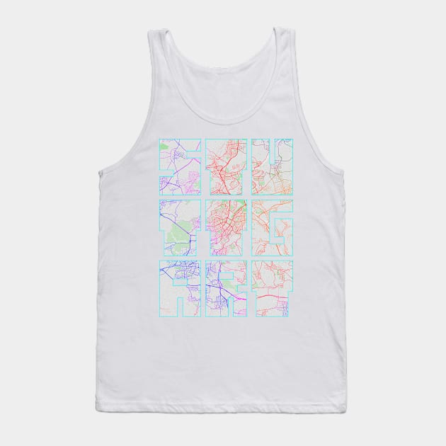 Stuttgart, Germany City Map Typography - Colorful Tank Top by deMAP Studio